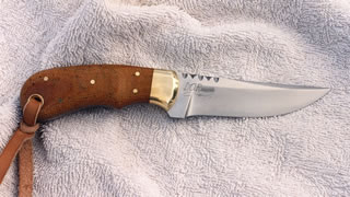 Blade 3/16" x 1" x 3 1/2" long, Forged 1084 Steel, Full tang, Handle 3 7/8" long, Micarta scales