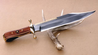 Blade 3/8" x 2" x 12" long, 4 1/2" Guard, Forged 5160 Steel, through tang, Laminated wood handle, Brass butt cap