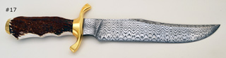 201 layer laddered W pattern 9" long Damascus blade and 3 1/2" guard